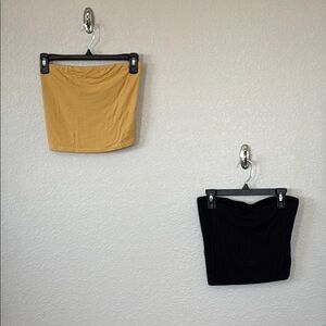 American Eagle Outfitters Yellow and Black tube top Crop Tops size small